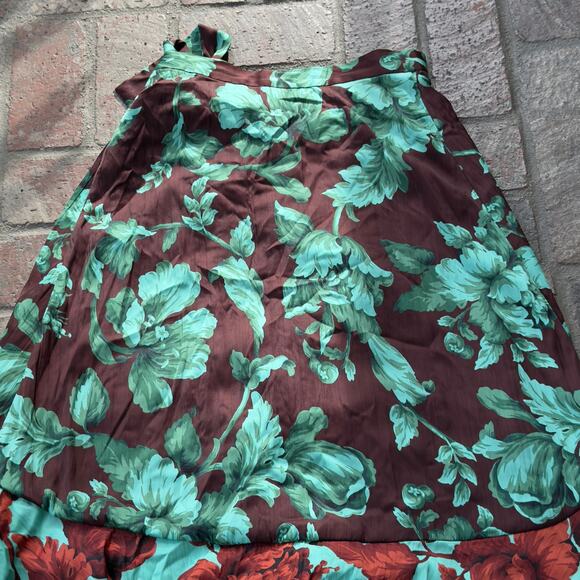 Maeve By Anthropologie Midi Skirt Size X-Small Ruffle Wrap Teal Brown - Picture 8 of 8